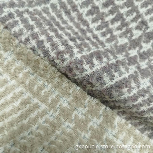 Boucle fashion checked design with lurex fabric